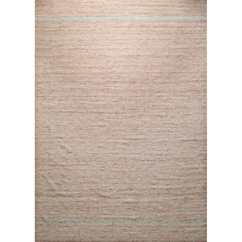 Coral Handwoven Wool Subtle Banded Geometric Modern Contemporary Carpet Rug, 8' x 10'