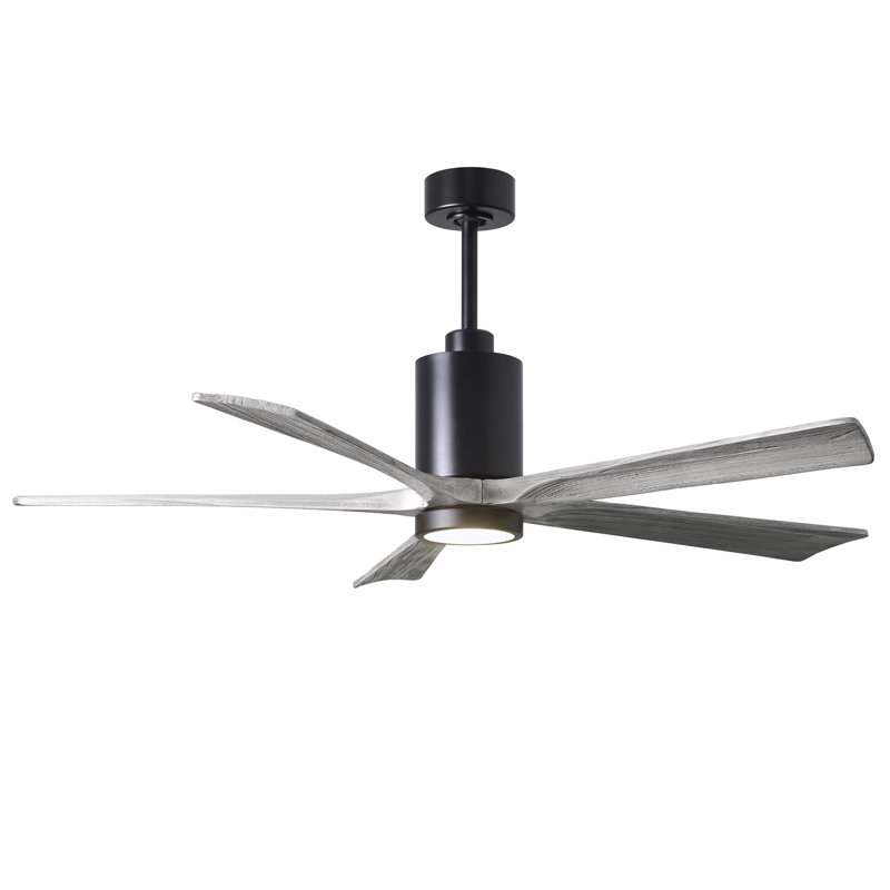 Patricia LED Downrod Ceiling Fan, Matte Black, Barn Wood Tone