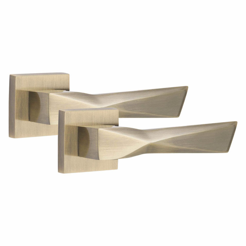 5 Pairs Modern Aura Design Premium Door Handles on Square Rose with 3" Ball Bearing Hinges and 2.5" Tubular Latch