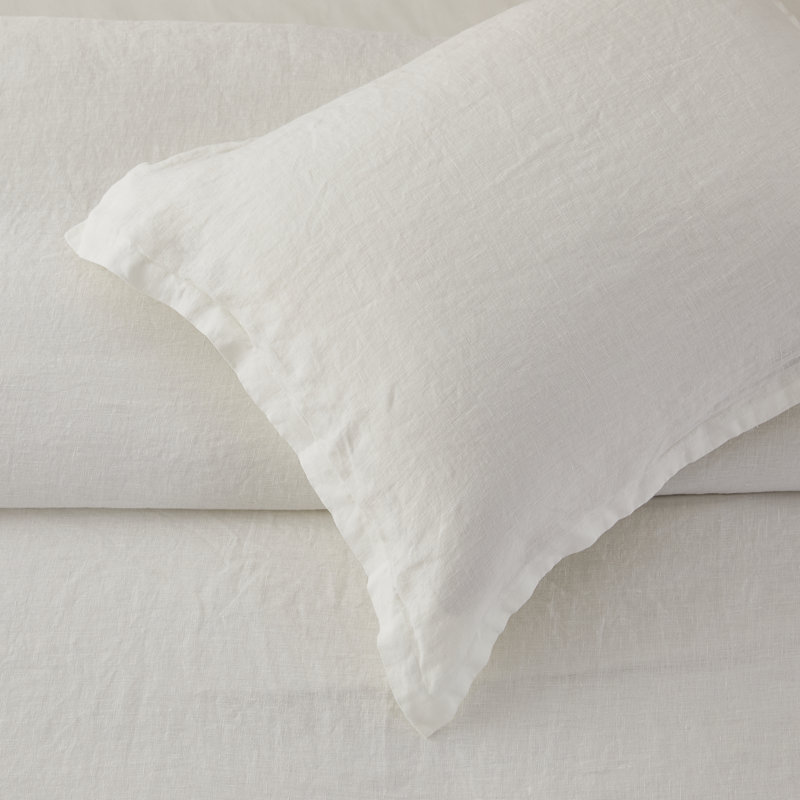 Linen Duvet Set, White, King Duvet Cover + 2 King Shams