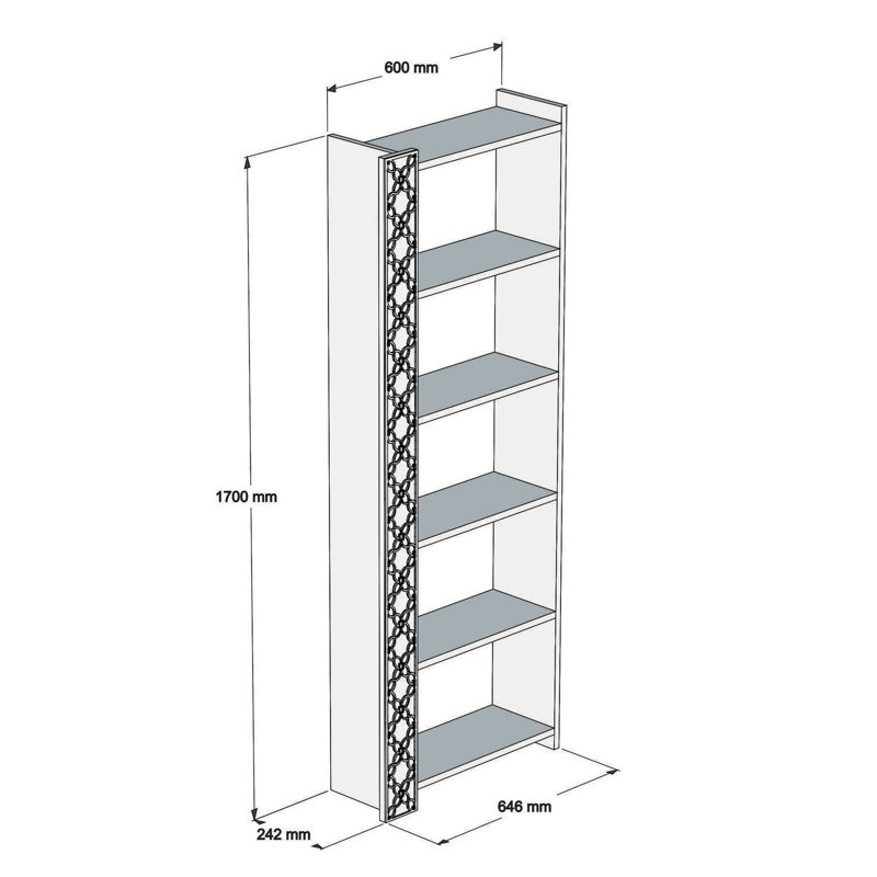Modern Bookshelf with Geometric Design, Walnut & Yellow, 25.4 x 67.0 x 9.5 inches | 100% Melamine Coated Particle Board, Thickness: 0.7 inches | Numerous Shelves, Wall-Mountable, Stylish & Functional for Home & Office