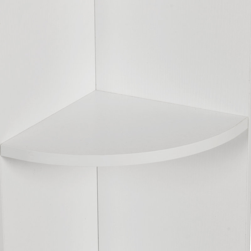 Naaliyah 6 Tier Corner Bookshelf, Bookcase With LED Light, L-Shaped Storage Bookcase For Home Office, Living Room, White