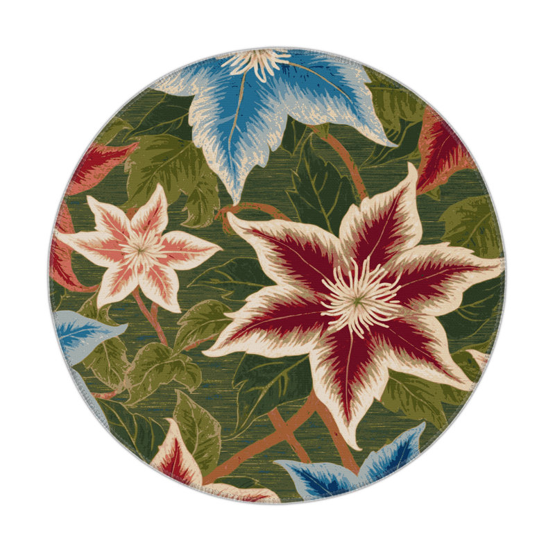 Tapis d'intérieur et d'extérieur brun Botanical, Rond 5 pi