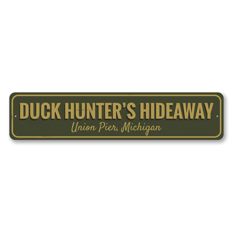 Plaque en aluminium «Duck Hunter», H 4 po x l 18 po x P 0,04 po