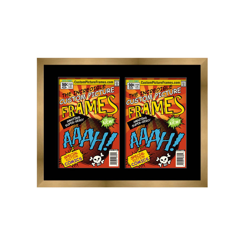 Wood Picture Frame with Mat, 6.875" x 10.5", Gold/Black
