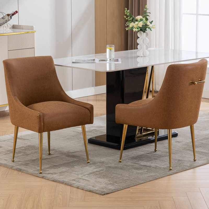 Chaise de salle à manger rembourrée Tymara, Brun