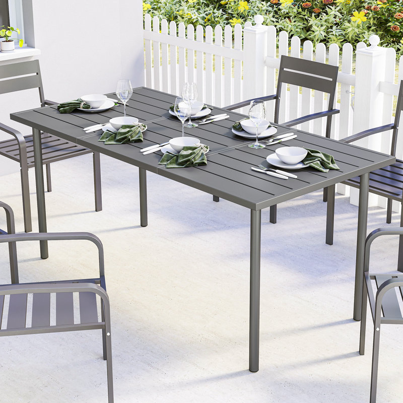 Rectangular Metal Outdoor Dining Table , 165cm cm W 80cm cm D