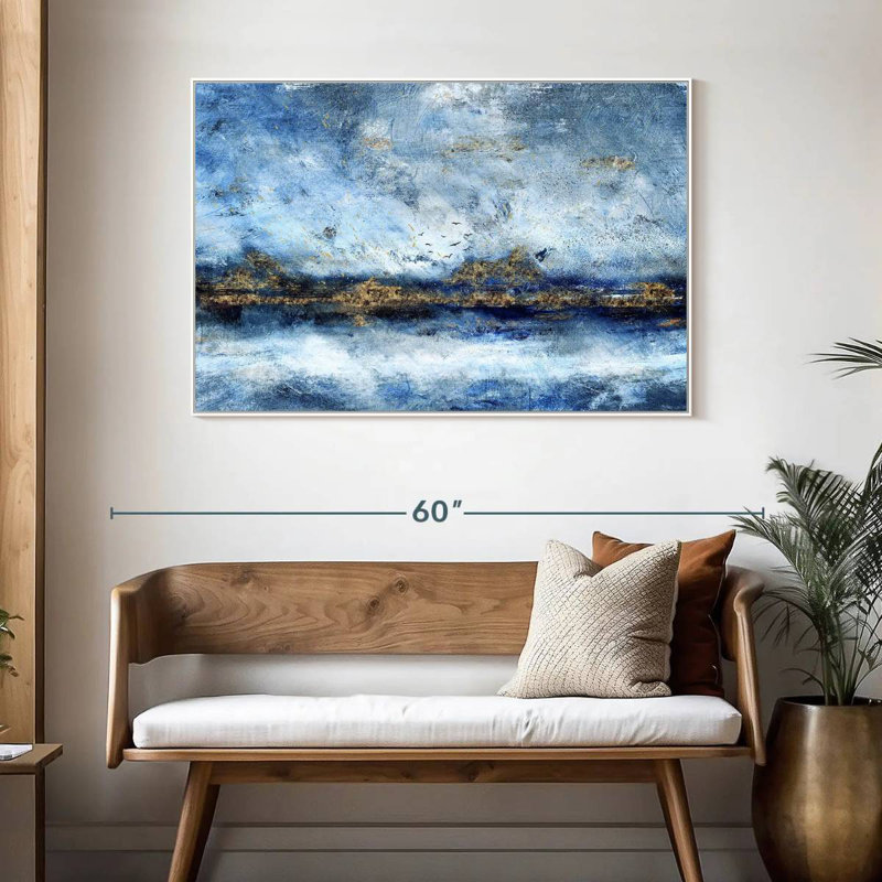 Paysage Clota, 46 po x 31 po, Cadre flottant blanc