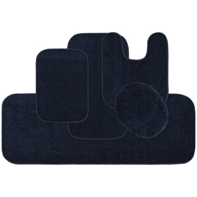 Kammer 5 Piece Washable Bathroom Rug Set - Cinder 