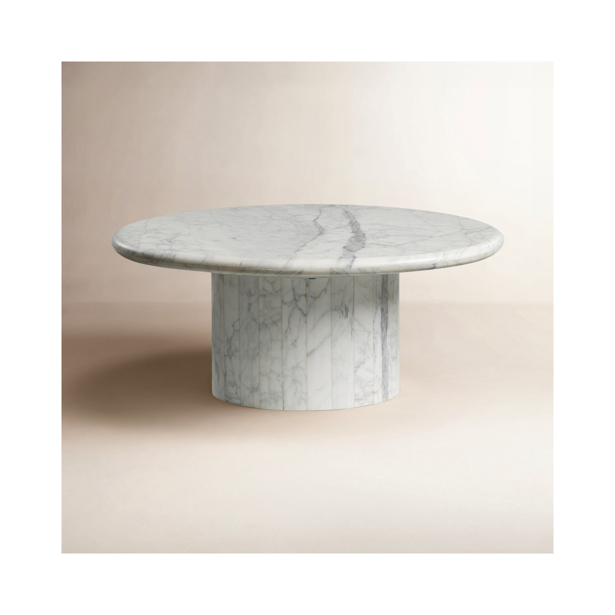 Brennan Marble Coffee Table - Large-White Calacatta Marble, 13" H x 30.75" L x 28.5" W