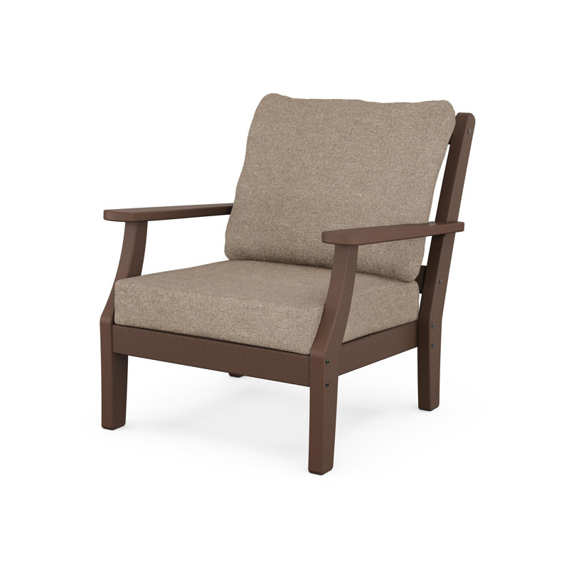 Chinoiserie 4 - Person Outdoor Seating Group with Cushions, Spiced Brown Revolution®, Mahogany