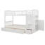 Lit superposé simple au-dessus de double / simple avec lit inférieur convertible, tablettes de rangement et tiroirs, blanc-1760822823