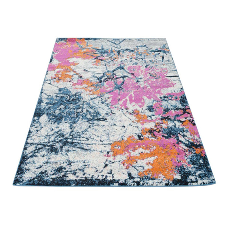 Chunn Machine Made Heatset Polyproplyene Area Rugs - Rectangle, Orange Color, Floral Modern Design, Low Pile Machine Made Area Rugs for Living Room, Bed Room