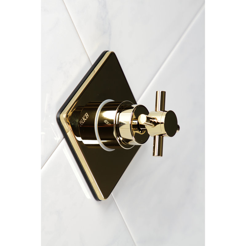 Kingston Brass Concord Single-Handle Wall Mount Three-Way Diverter Valve with Trim Kit, Polished Brass