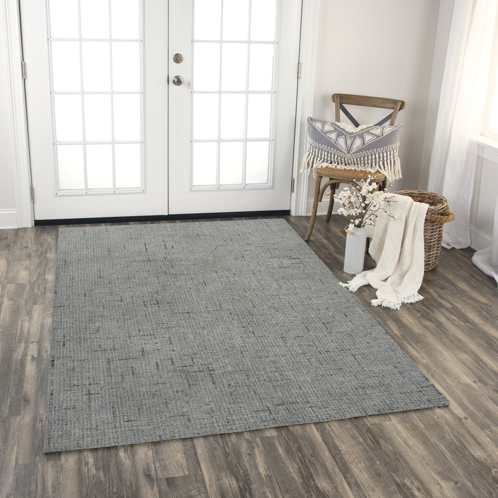 Caryville Light Gray Hand-Tufted Wool Rug, Rectangle 7'6" x 9'6"