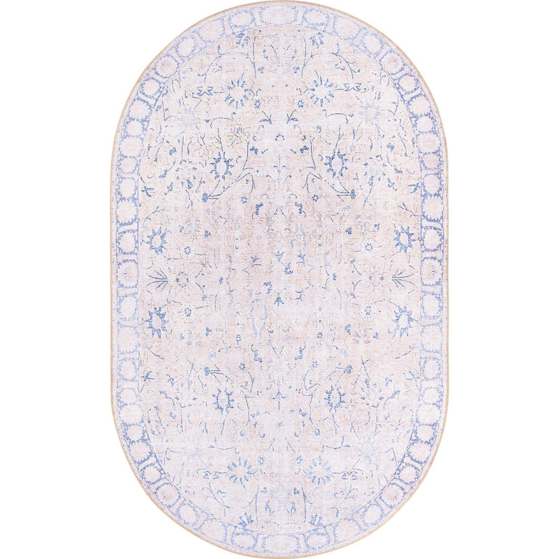 Sixtine Chenille Oriental Indoor Rug, Oval 5' x 8'