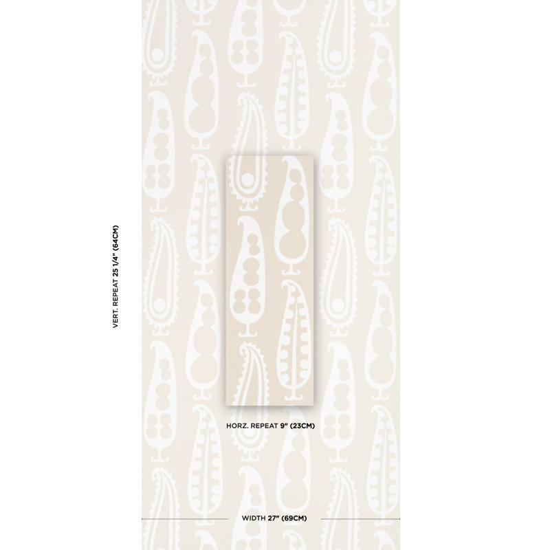 Schumacher x Drusus Tabor Paisley Peas Wallpaper, Natural