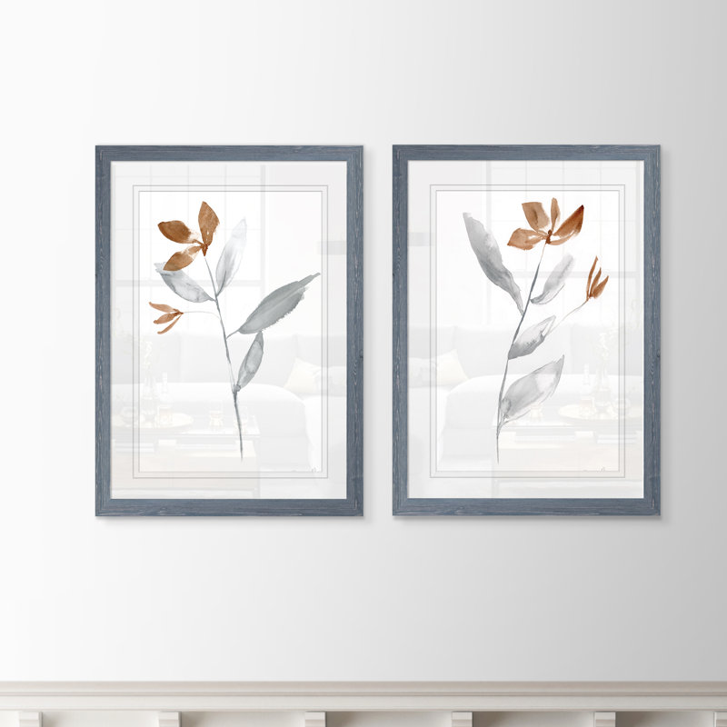 «Simple Stem I» par Vincent Van Gogh - ensemble de 2 reproductions d'art, H 24 po x l 18 po x P 1,25 po, Cadre en papier gris