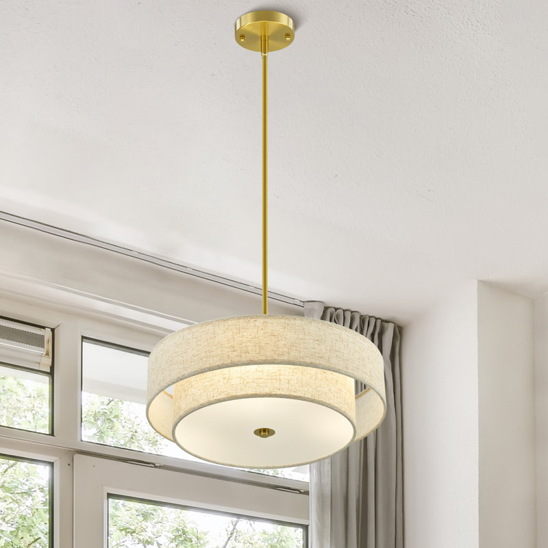 Maskell 4-Light Fabric Semi Flush Mount Ceiling Light Chandelier, Gold