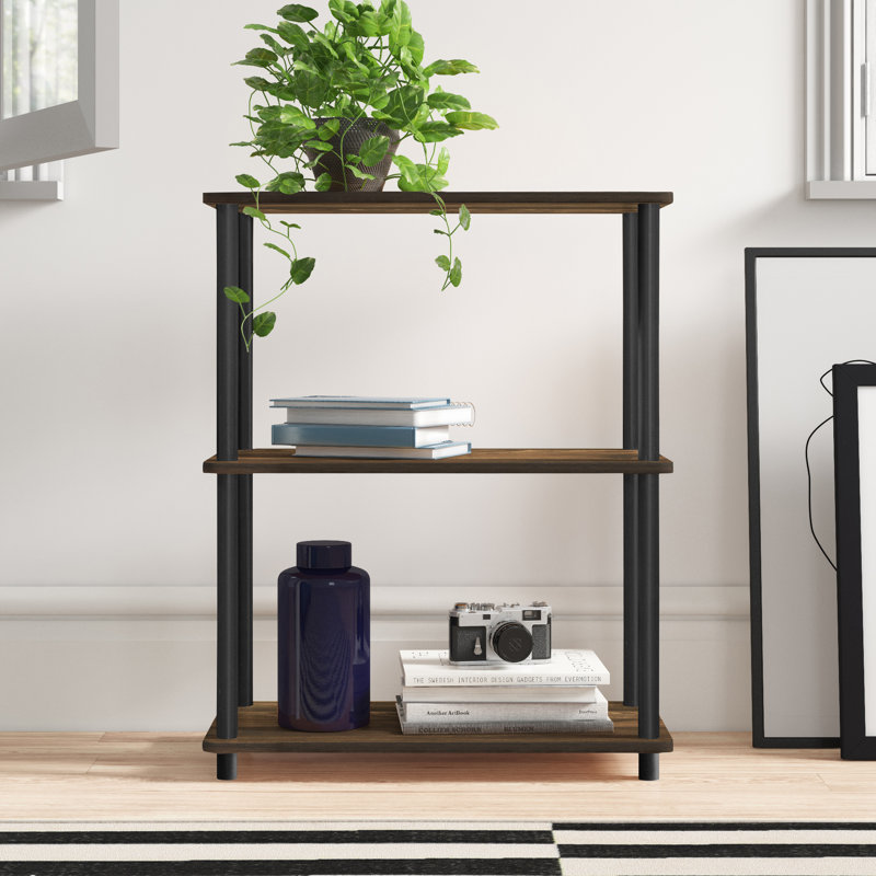 Bibliothèque en plastique Hadriana H 43,7 "x l 23,6", Noyer colombien/noir