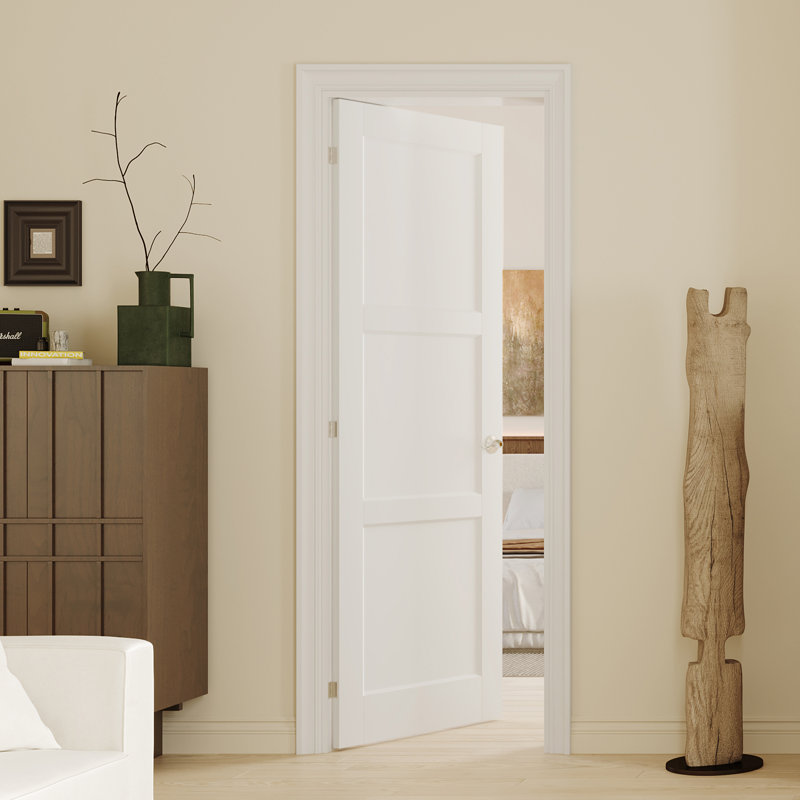 Interior Door Slab with Frame - Louvered White MDF Door, Prehung-Style Door Kit with Pre-installed Hinges, Locking Silver Handle Included, No Pre-drilled Holes