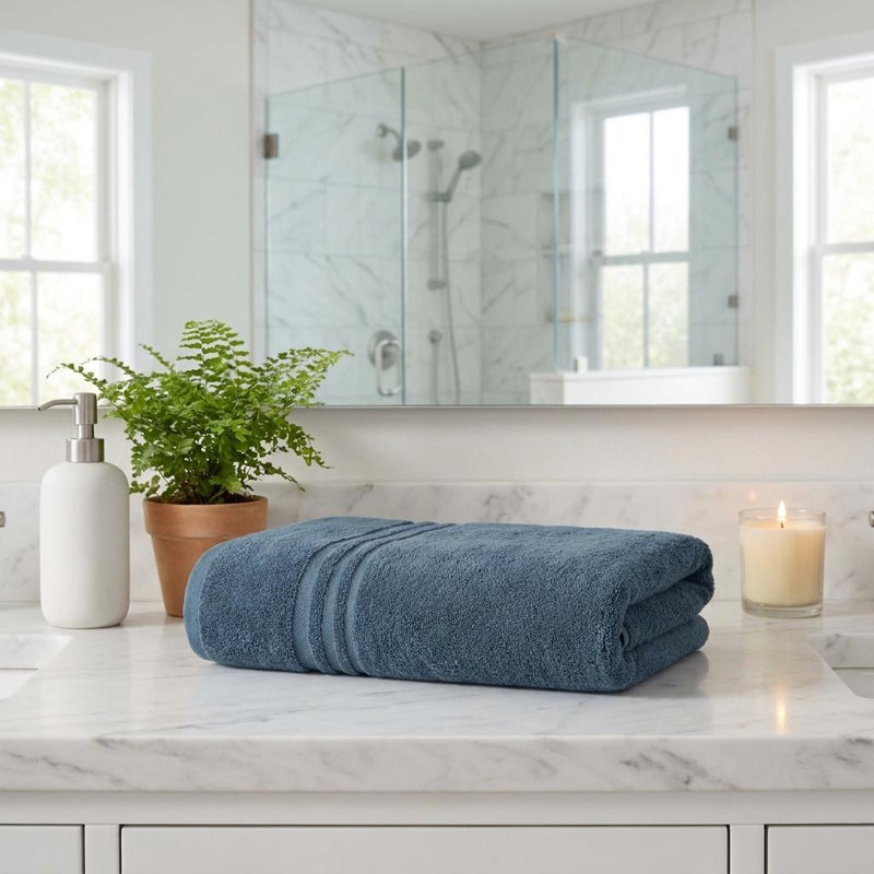 Ensemble de deux draps de bain en coton turc turquoise 35 po x 66 po