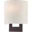 Bronze ADA Wall Sconce, 8" with Handcrafted Oatmeal Fabric Shade - 1 Light