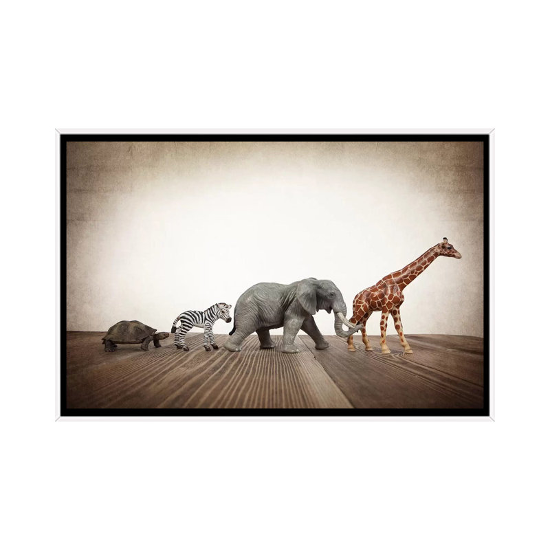 Safari Line I - Print on Canvas, 66.04 cm H x 45.72 cm W, White Framed