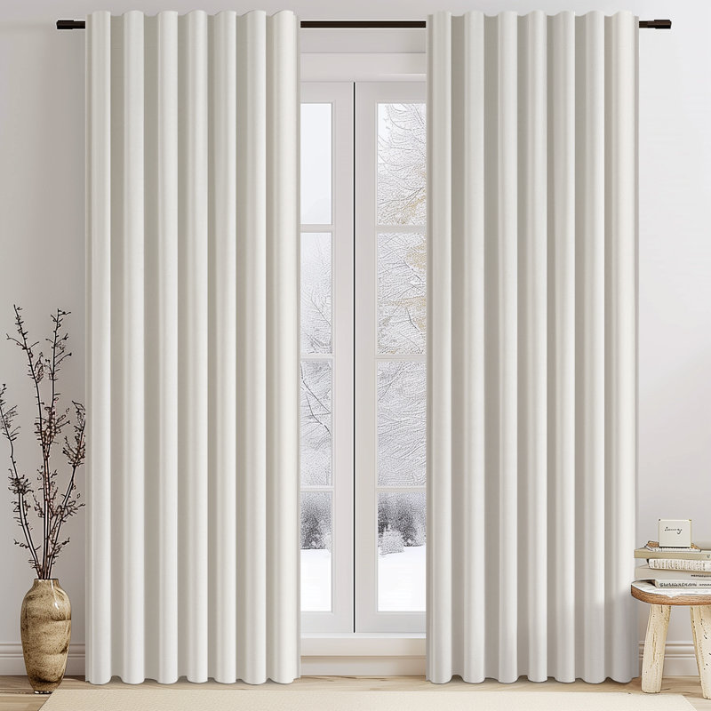 Aikens Velvet 100% Blackout Thermal Curtain Panel, 52" W x 96" L, Cream