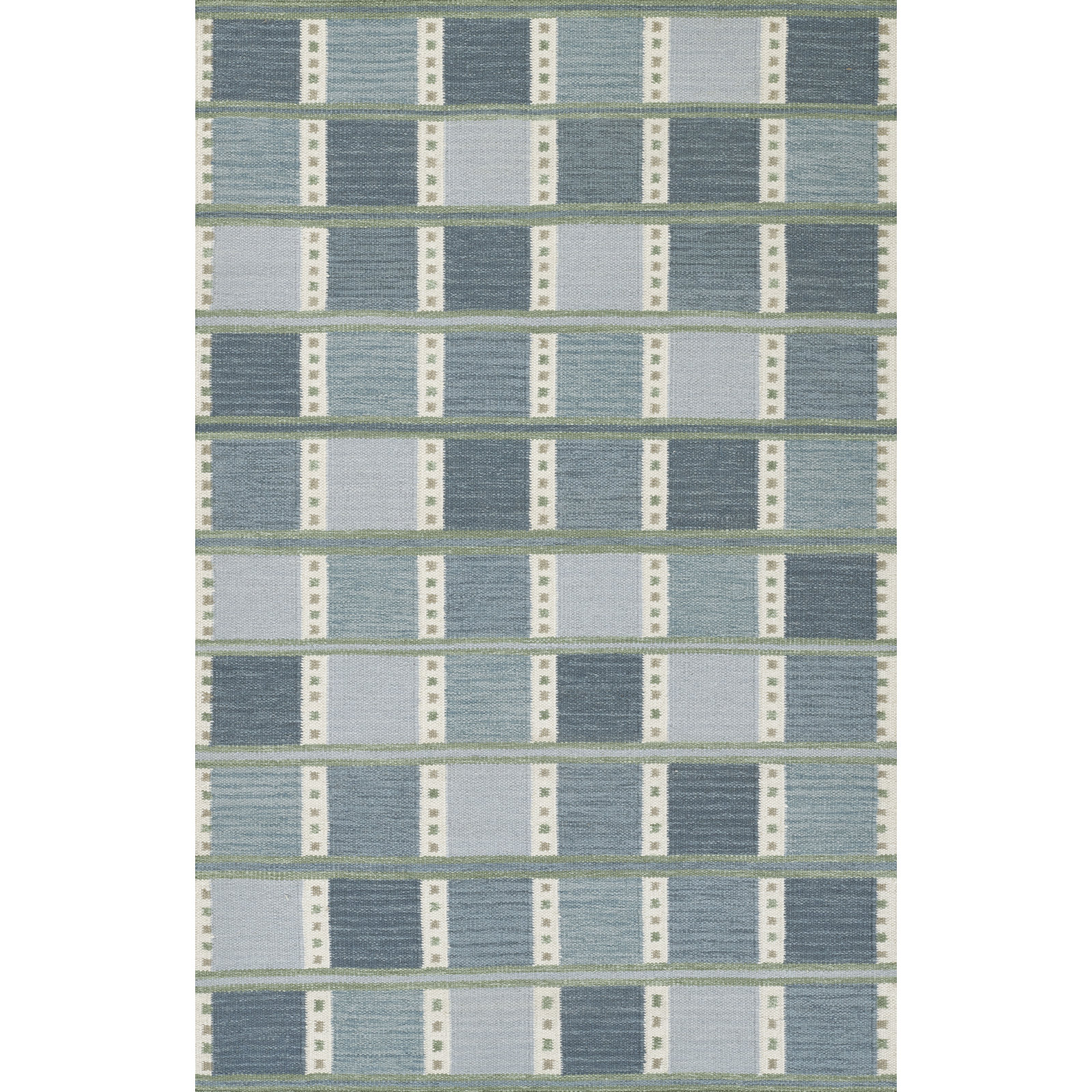 Freya Blue Hand-Woven Geometric Wool Rug, Rectangle 8' x 10'