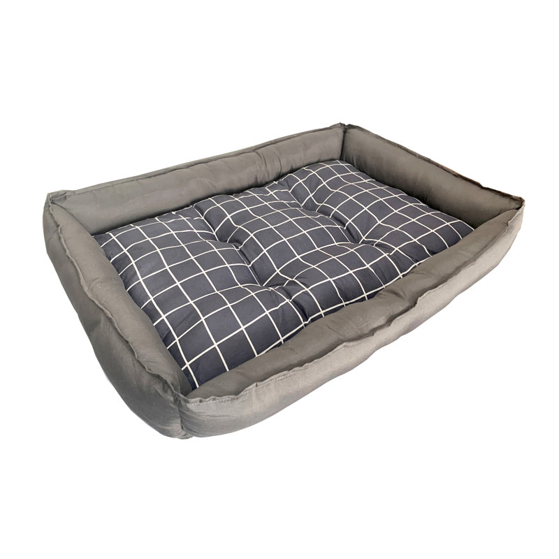 Lit pour chien à carreaux gris M, H 4 pi x l 27,5 po x P 19,75 po