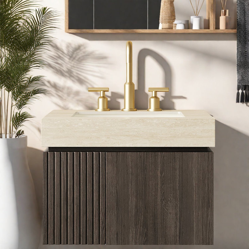 Meuble-lavabo flottant avec lavabo, rangement en contreplaqué de 24 po, salle de bain moderne