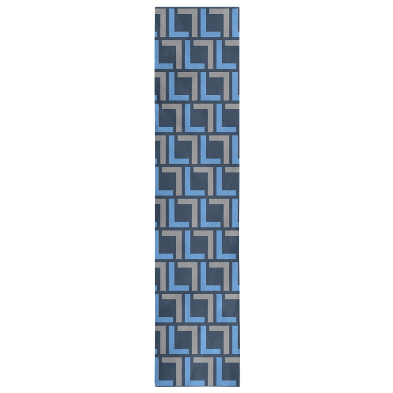 Chemin de table Tiptonville, 90 po x 16 po, Bleu marine / bleu / argent, polyester