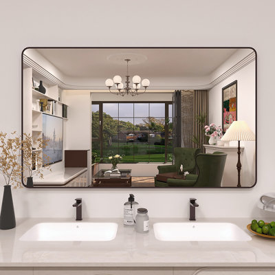 Lucha 60 in. W x 36 in. H Rectangular Framed Wall Bathroom Vanity Mirror in Oil Rubbed Bronze