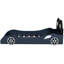 Confortable lit simple en forme de voiture de course avec coussin de dossier à DEL et relaxant, support rembourré en bois bleu - sommeil de qualité-1014609096