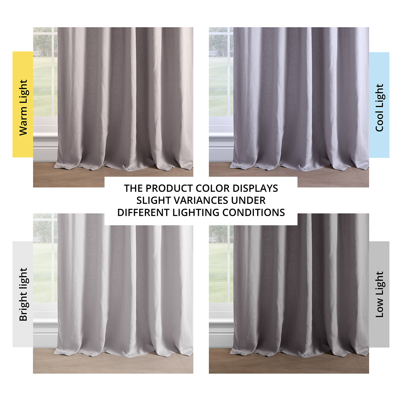 Briella French Linen Room Darkening Curtain, Earl Gray, 50" W x 108" L
