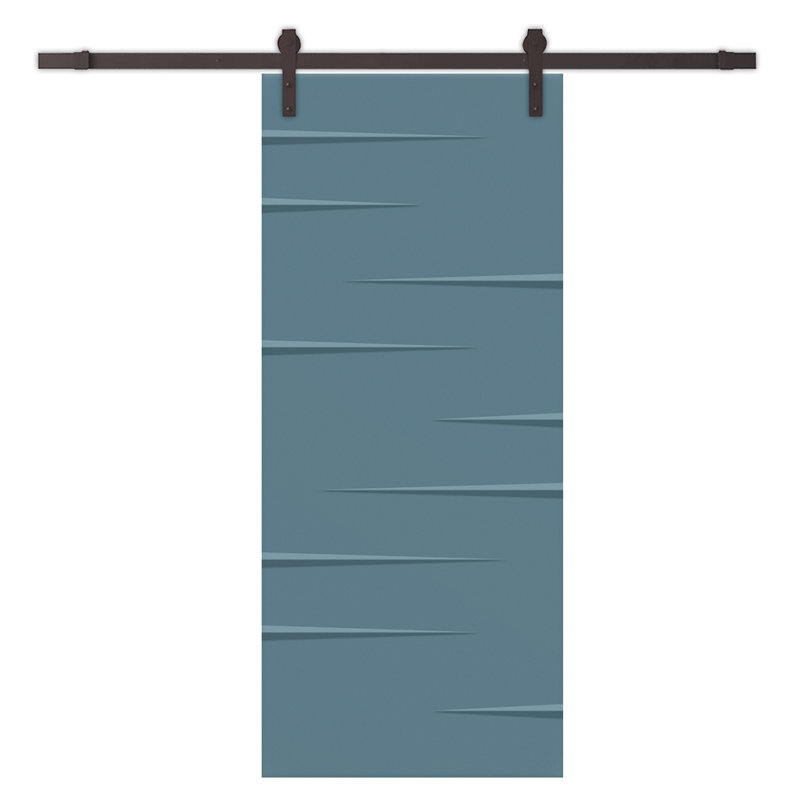 Porte de grange lambrissée en bois manufacturé et en métal peint avec trousse de quincaillerie d'installation, 42 po x 84 po