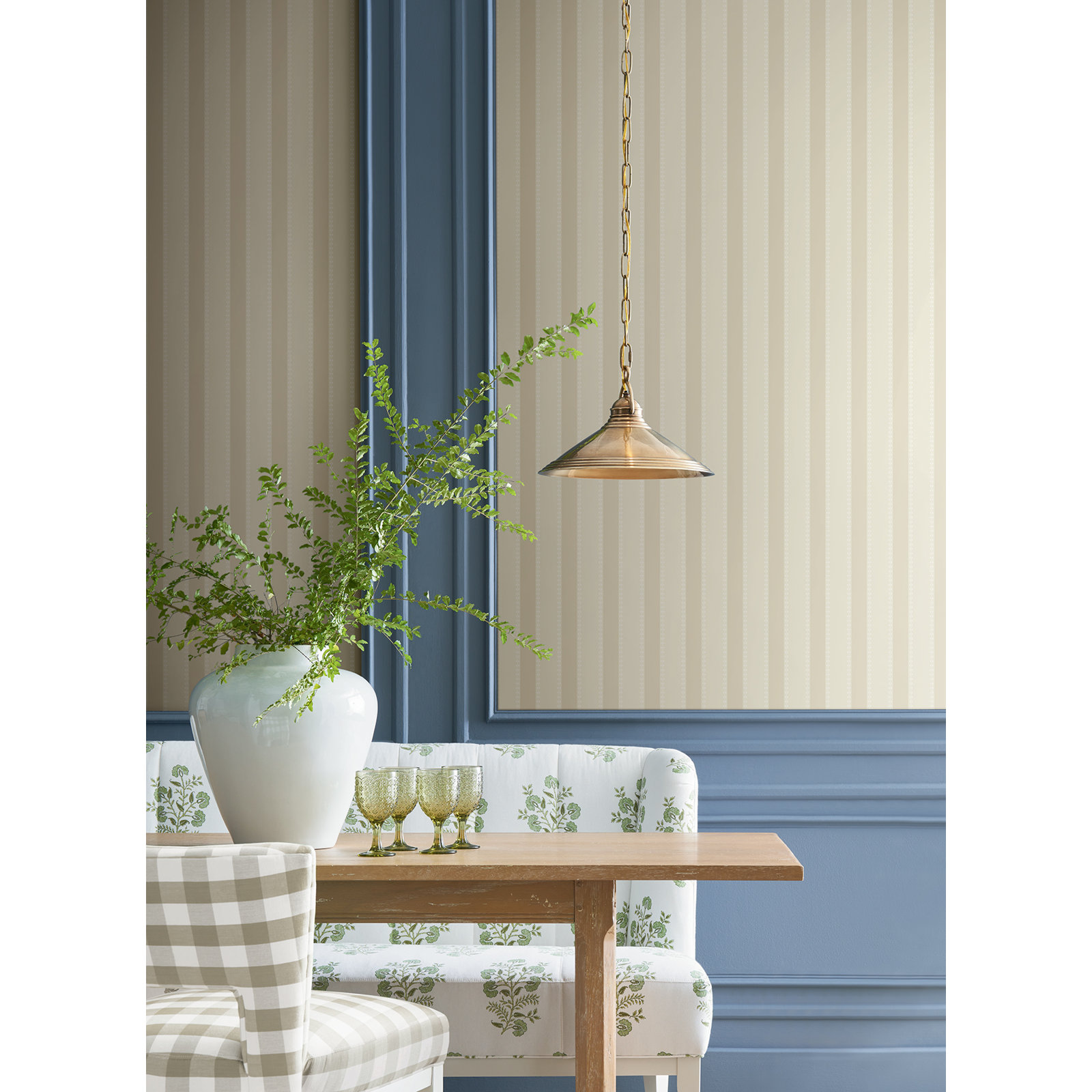 Tilford Light Grey Awning Stripe Wallpaper, Beige