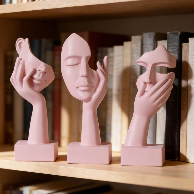 Ensemble de 3 petites figurines de décorateur de maison rose, 3 pièces, 6 pièces, 6 pièces, rose, Rose