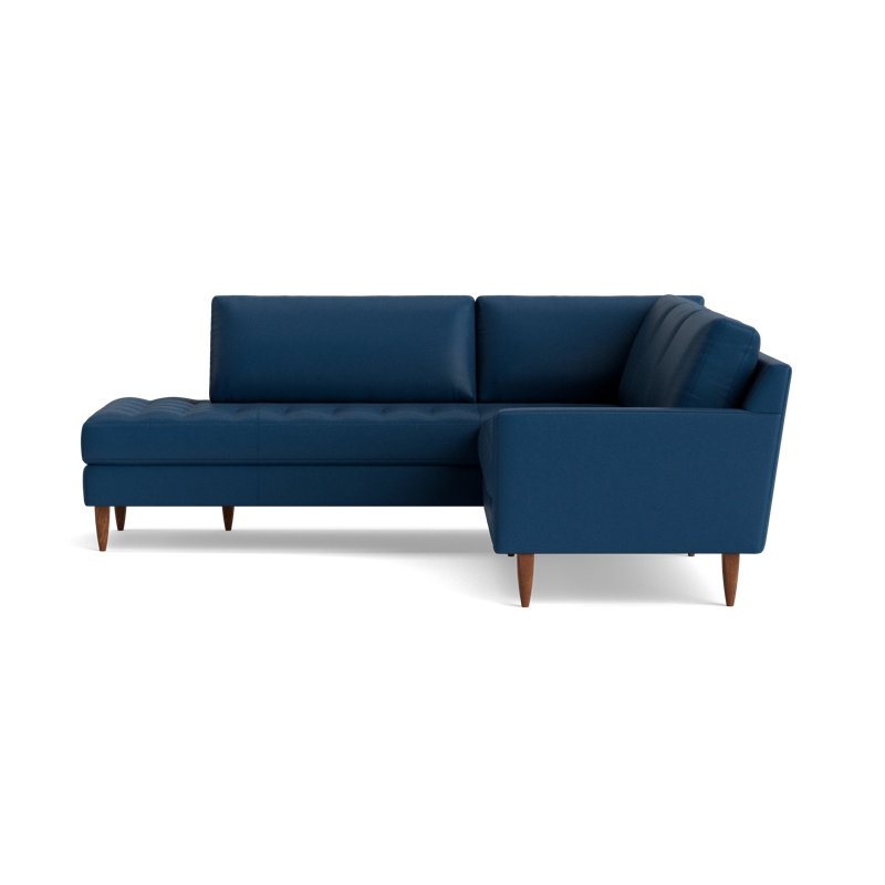 MCM Sectional, Bison Deep Blue Top Grain Leather, Left Hand Facing