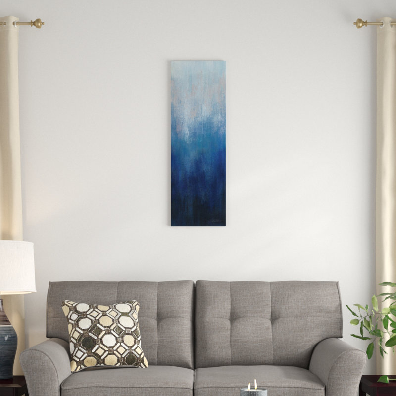 « silver wave i », reproduction d’impression sur toile tendue, H 48 po x l 16 po x P 1,5 po, Toile avec cadre noir