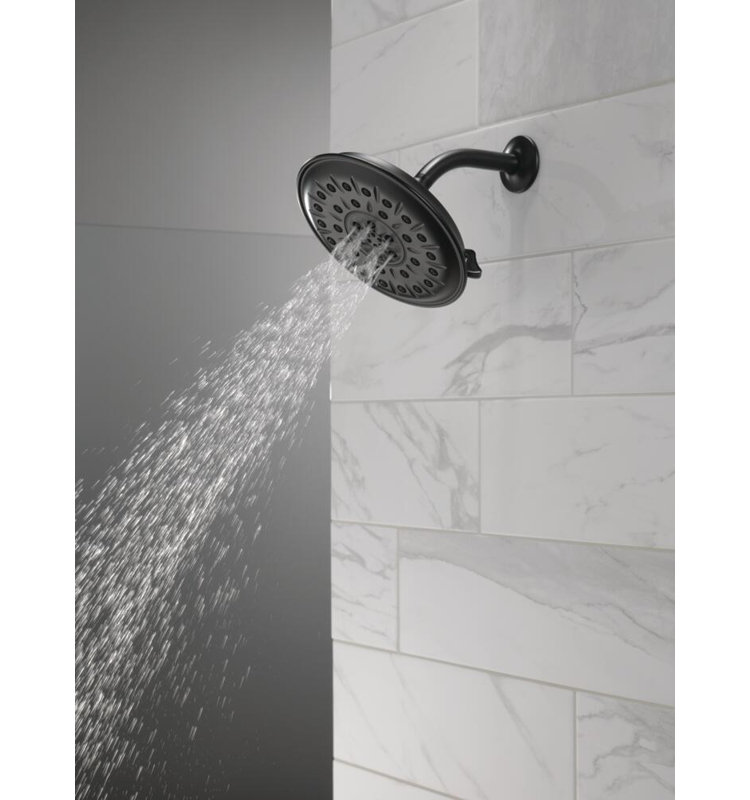 Multi Function Fixed Shower Head with H2Okinetic Technology, Matte Black