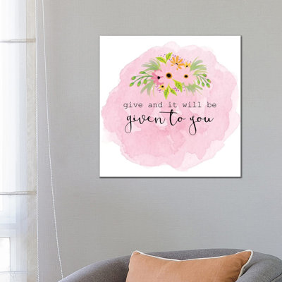 Give 1 Piece Wrapped Canvas Wall Art