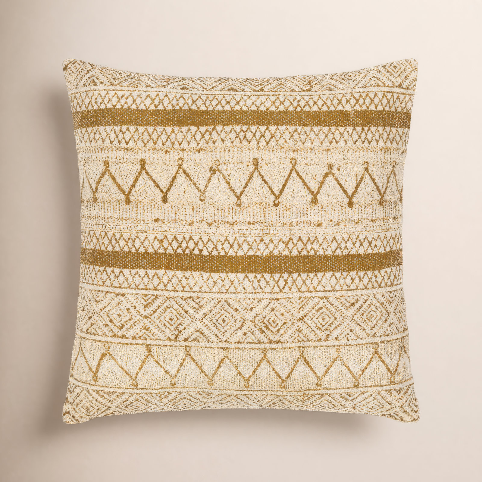 Zetta Geometric Cotton Throw Pillow, 22" x 22", Pillow Cover Only - No Insert, Light Beige/Tan