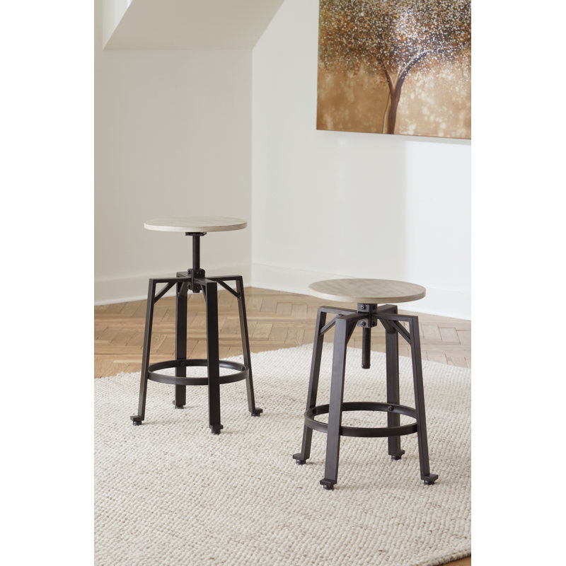 Jihoon Swivel Adjustable Height Counter Stool with Metal Frame