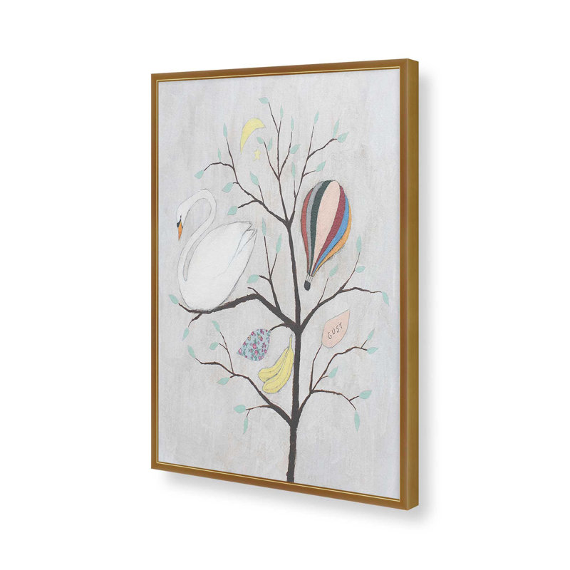 «Swan Story» par Rebecca Rebouche, reproduction d'art sur toile, H 40 po x l 30 po, Doré