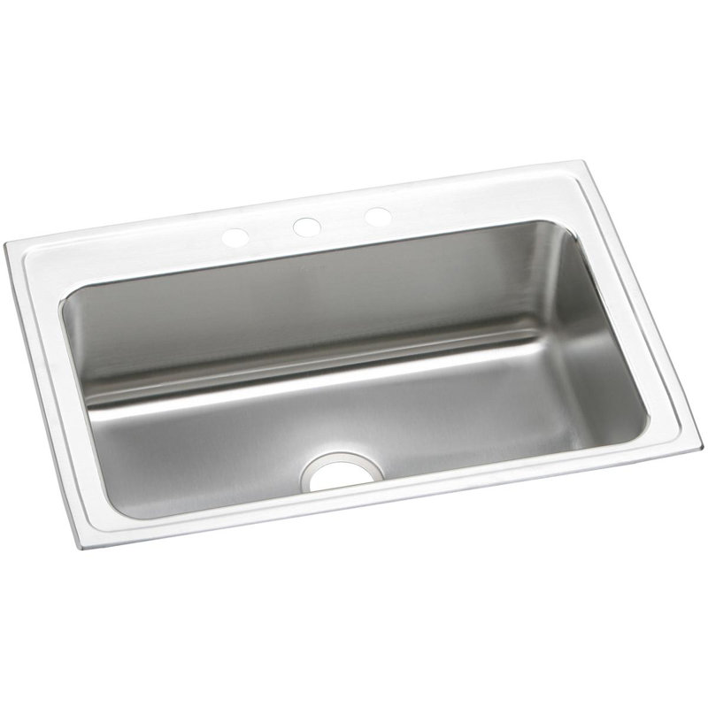 Lustertone 33" L x 22" W Drop-In Kitchen Sink, 4 Hole, Chrome