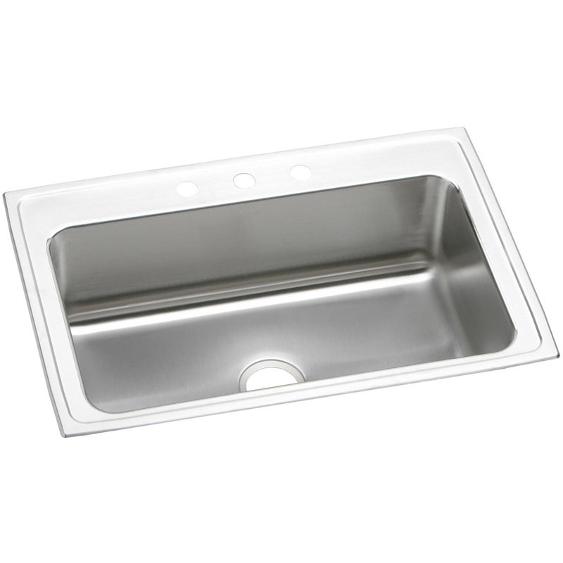 Lustertone 33" L x 22" W Drop-In Kitchen Sink, Satin, S4 Hole
