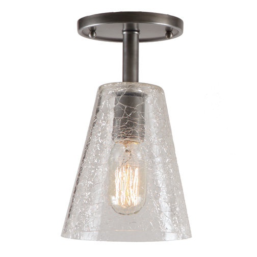 Baptiste Glass Semi Flush Mount, 12" H x 7.5" W, Gun Metal