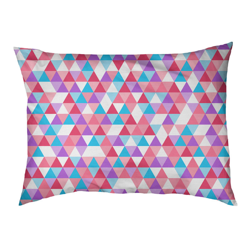 Coussin d’extérieur triangle Campion, Grand (l 42,5 po x P 32,5 po x H 14 po), Bleu / Rose